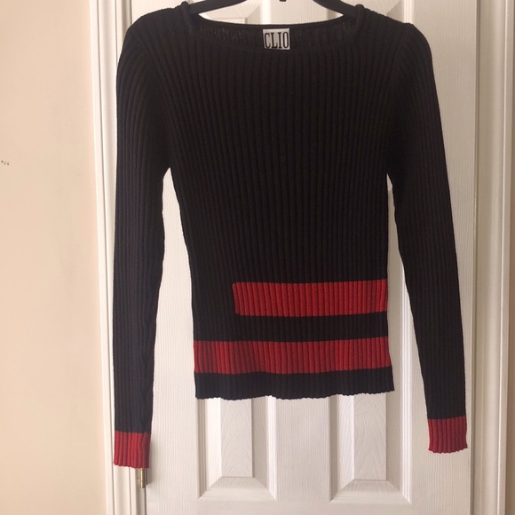 Vintage Clio Sweater Black and Red Size Small - Picture 1 of 7